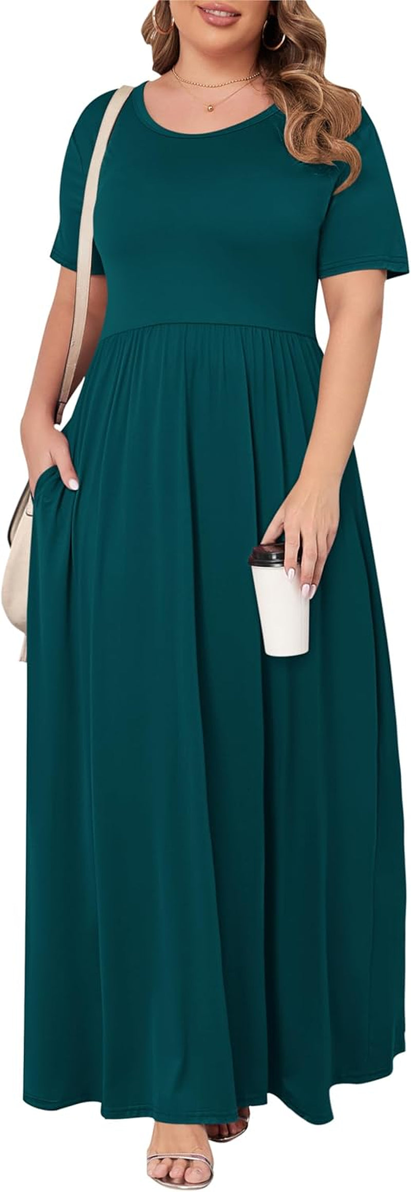 Women’S plus Size Maxi Dresses for Curvy Women Summer Casual Short Sleeve 2025 Long Dress 14W-26W