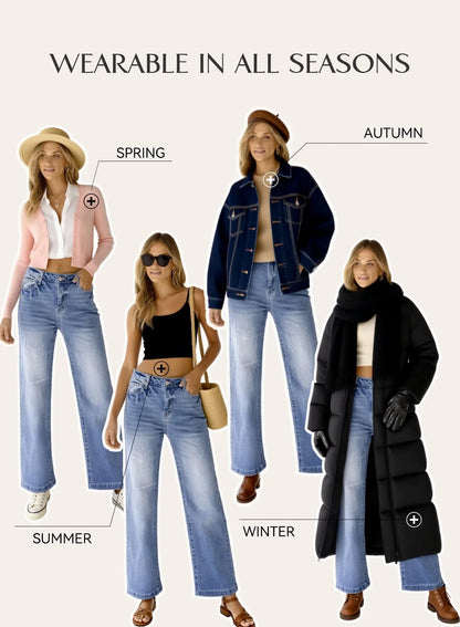 Wide Leg Jeans for Women Casual Loose Stretch Denim Pants Fashion Retro High Rise Wide-Leg Jean Trousers with Pockets US Size 4
