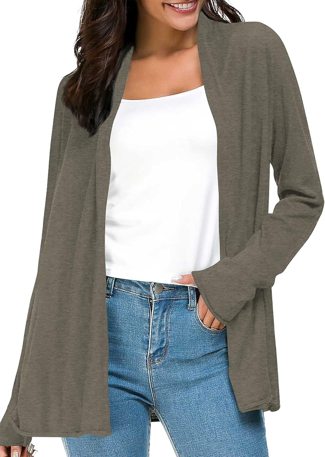 Women'S Long Sleeve Open Front Casual Thin Cardigan