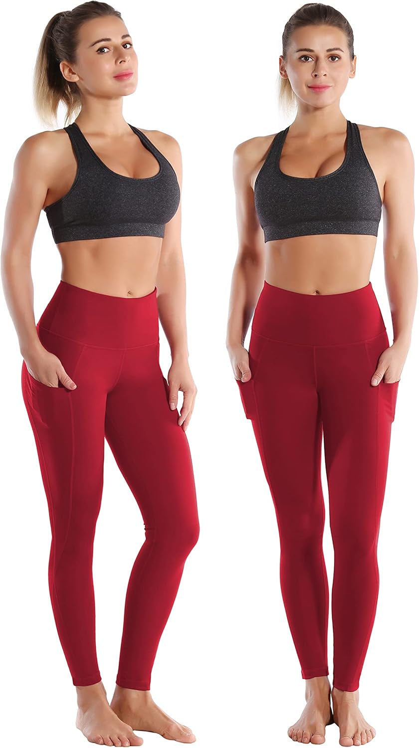 25"/26"/27"/28" Inseam Women'S Basic/Out Pockets High Waist Yoga Pants Stretchy Workout Pants
