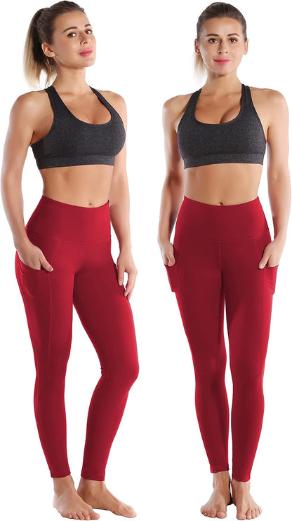 25"/26"/27"/28" Inseam Women'S Basic/Out Pockets High Waist Yoga Pants Stretchy Workout Pants