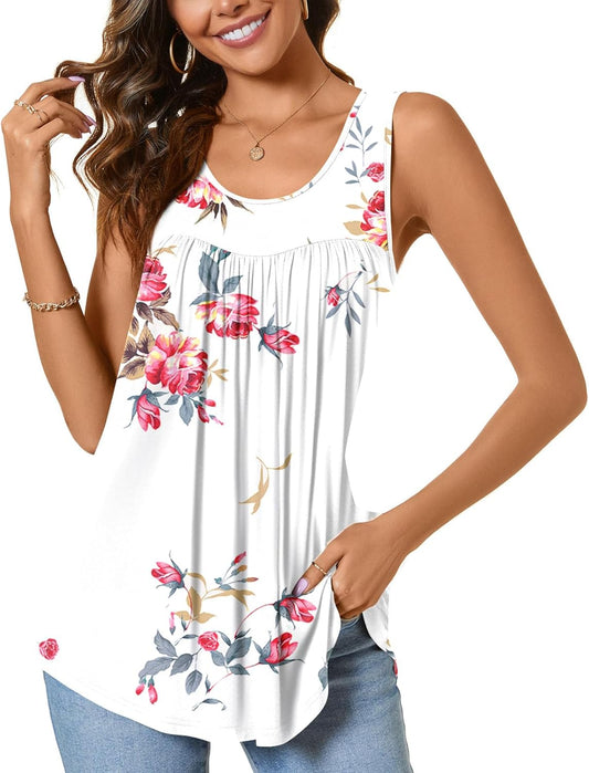 Women'S 2025 Summer Sleeveless Tank Vest Casual Ruffle Tunic Top Loose Comfy Blouse Tshirts