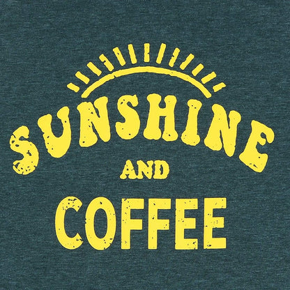 Sunshine and Coffee Tank Top T Shirt Women'S Funny Letter Pattern Graphic Print Cami Tank Summer Vacation Loose Tunic Shirts Gym Running Sleeveless Shirt Tee Top