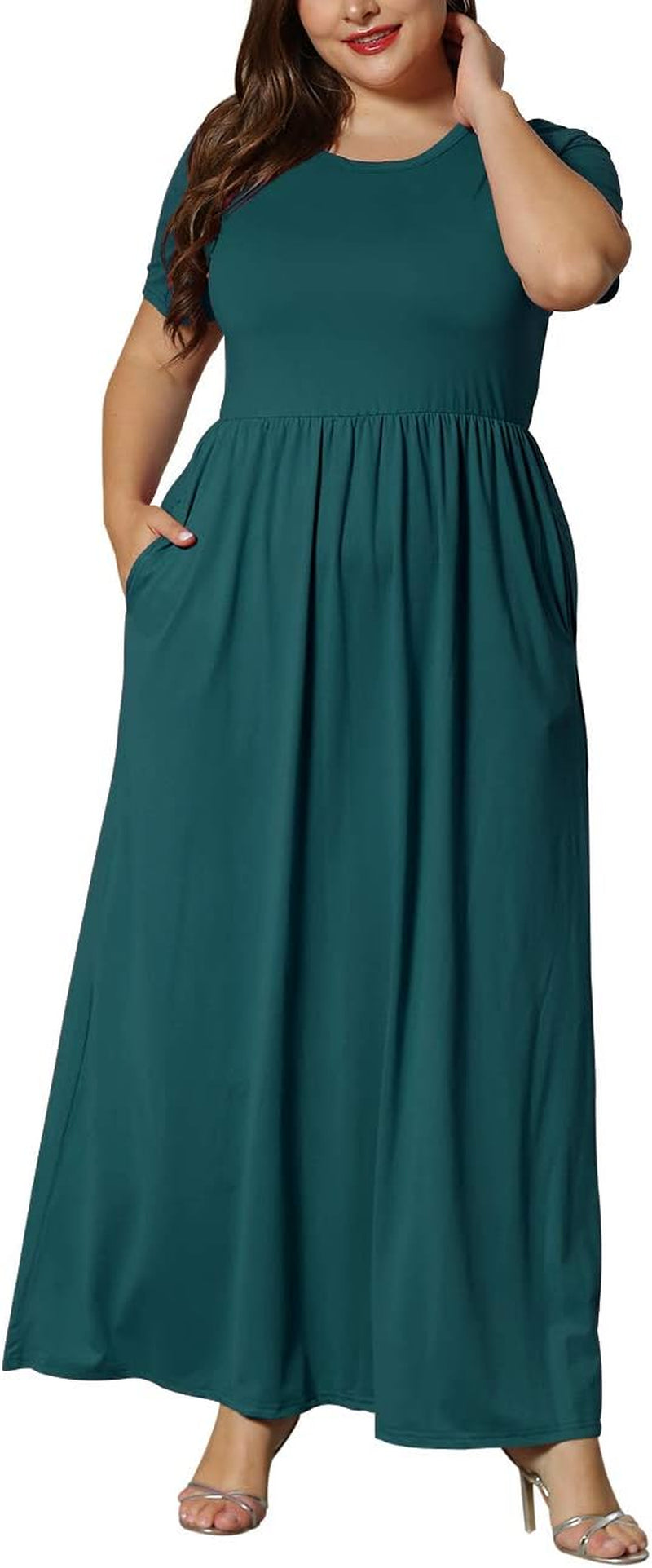 Women’S plus Size Maxi Dresses for Curvy Women Summer Casual Short Sleeve 2025 Long Dress 14W-26W