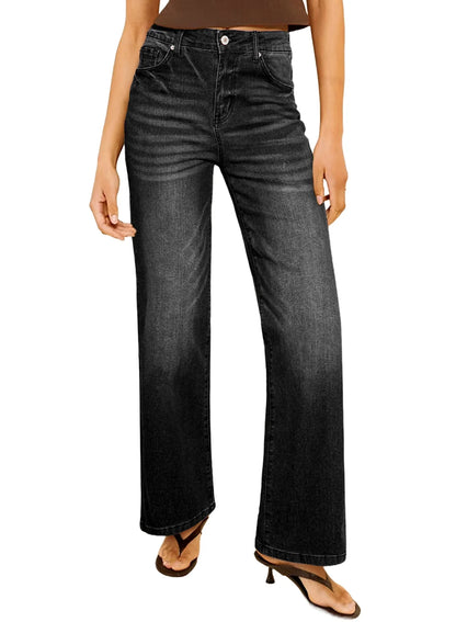 Wide Leg Jeans for Women Casual Loose Stretch Denim Pants Fashion Retro High Rise Wide-Leg Jean Trousers with Pockets US Size 4